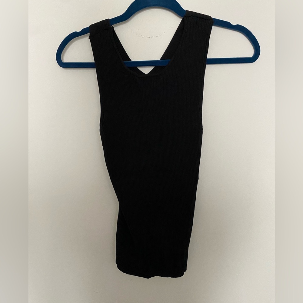 Dynamite black ribbed tank top with cutout back